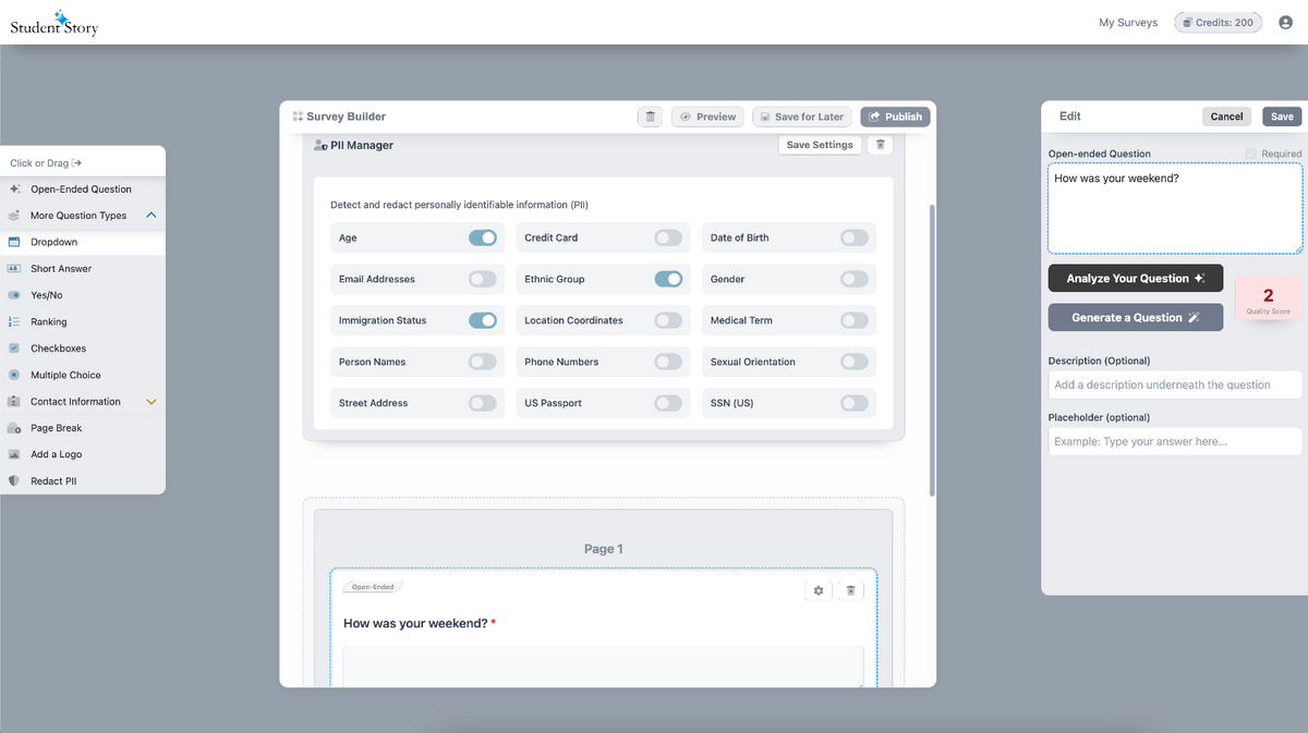 Survey PII Redaction